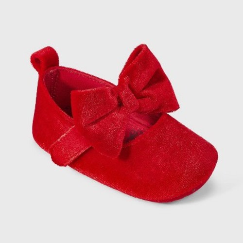 Baby Girls' Holiday Ballet Flats - Cloud Island™ Red 9-12M