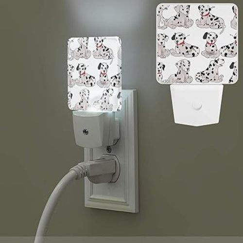 Cute Dalmatian Night Light Plug-in Led Nightlights Auto Sensor Night Lamp Dusk-to-Dawn Lamp Home Decor for Bedroom Bathroom Hallway Stairways