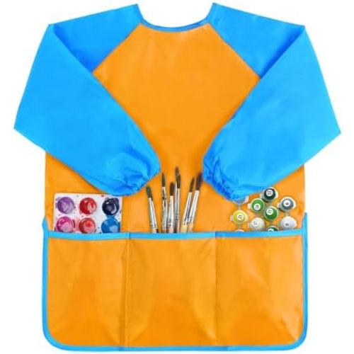 Kopokita Kids Art Smock, Toddlers Painting Apron Waterproof Children Artist Smock With Long Sleeve and 3 Pockets