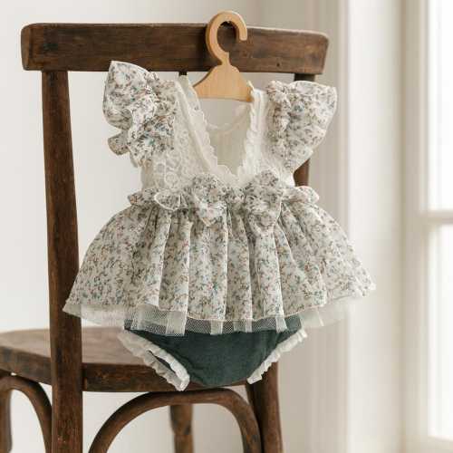 Newborn Lace Romper Dress | Floral Photoshoot Outfit