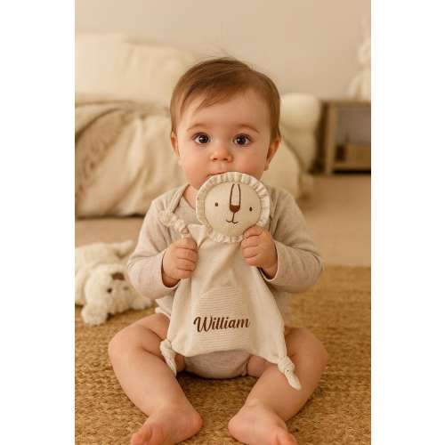 Personalized Animal Lovey, Cotton Baby Comforter, Newborn Gift