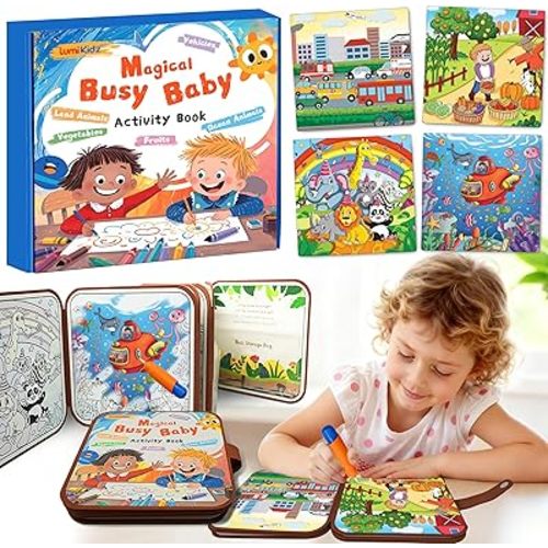 3-in-1 Reusable Water Painting Book for Kids – Preschool Learning Toy with 10 Themes – Water Coloring & Color-Sorting Game – No Mess Painting & Reusable Fun for Ages 3+