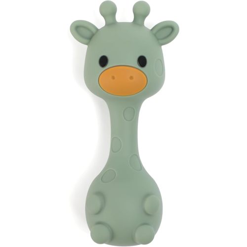 Silicone Little Giraffe Shaker Rattle Toy for Babies | Food Grade Silicone Teether | Easy to Grip | BPA Free (Olive Green)