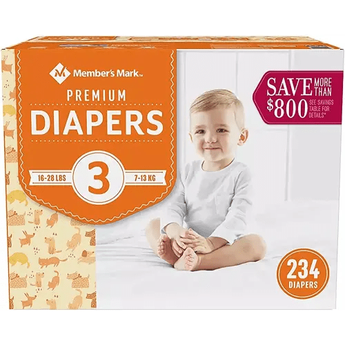 Members Mark Members Mark Premium Baby Diapers Size 3 1628 Pounds, 234 Count