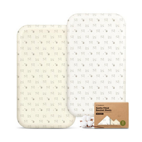 Organic Bassinet Sheet for Boys, Girls, 2-Pack Soothe Bassinet Sheets for Baby Delight Dreamer Bedside Sleeper
