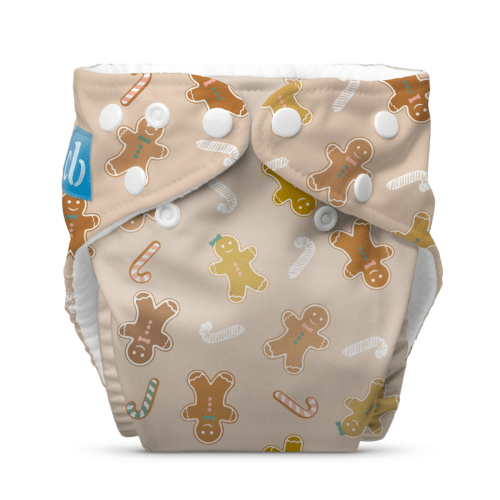 Reusable Cloth Diaper: One Size with Fleece (Pack of 1) - Winter Gingerbread