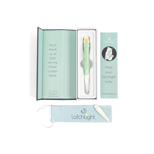 LatchLight – Wearable Baby Night Light for Breastfeeding & Bottle Feeding | Dimmable Amber Glow | Melatonin-Friendly | Glow-in-The-Dark for Easy Locating | Silicone Tip Aids Latch Adjustments