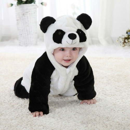 Newborn Baby Boys Girls Panda One Piece Long Sleeve Cotton Rompers Clothes Set
