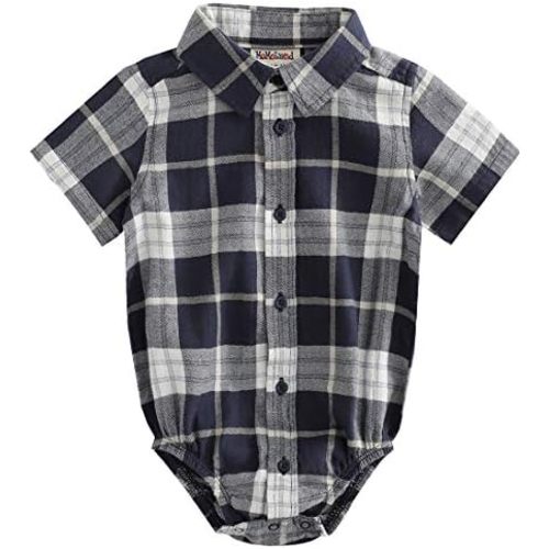 MOMOLAND Infant Baby Boys Woven Button Up Bodysuit Shirt