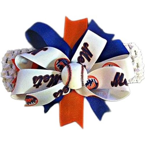 Mets Baby Girl Boutique Bow Crocheted Headband