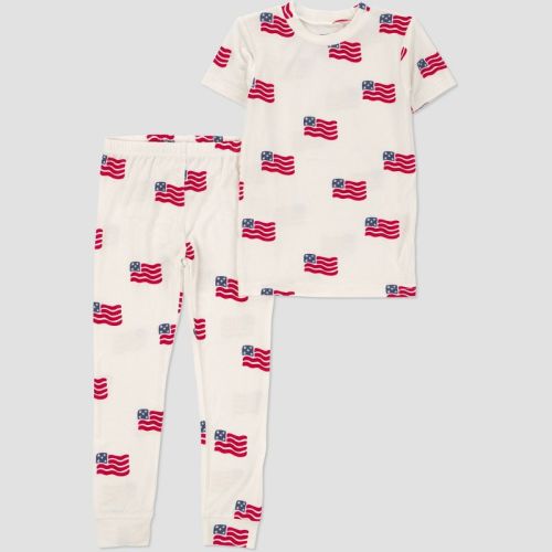 Carter's Just One You® Toddler 2pc Short Sleeve Flag Comfy Soft Tight Fit Pajama Set - Cream 2T