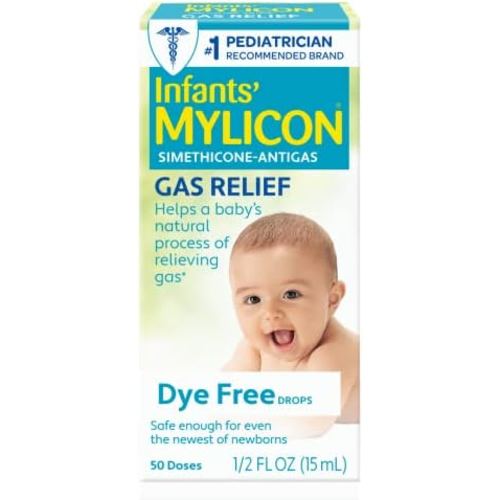 Mylicon Gas Relief Drops for Infants and Babies, Dye Free Formula, 0.5 Fluid Ounce