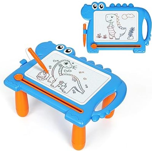 AiTuiTui Magnetic Drawing Board for Toddlers 1-3, Dinosaur Toddler Learning Toys for 1 2 3 Year Old Boys Girls, Mess-Free Educational Writing Doodle Board with Detachable Legs, Birthday Gift for Kids