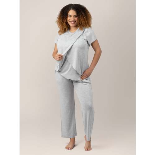 Tulip Hem Short Sleeve Maternity & Nursing Pajama Set | Grey Heather – Kindred Bravely