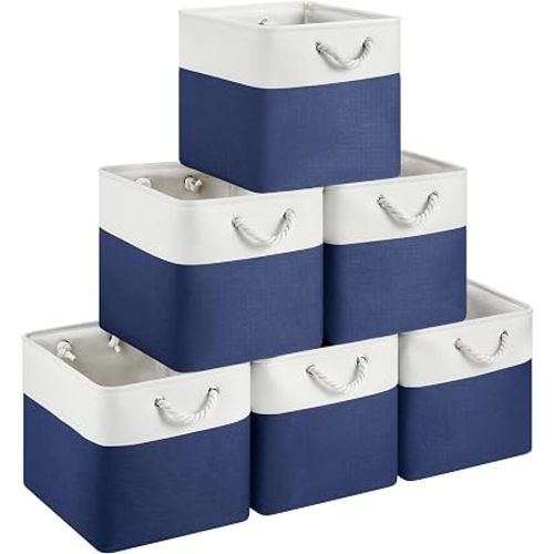 13x15x13 Inch Large Storage Bins with Cotton Rope Handles 6-Pack
