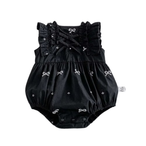 Baby Girl Black & White Bubble Romper - Bow Print Bodysuit – Kidsely