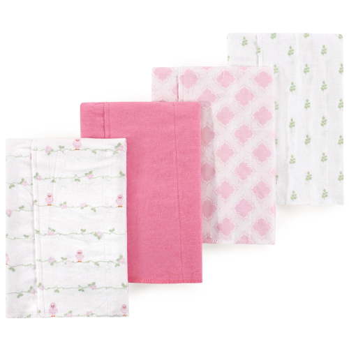 Little Treasure Luvable Friends Flannel Burp Cloths 4pk, Pink Bird
