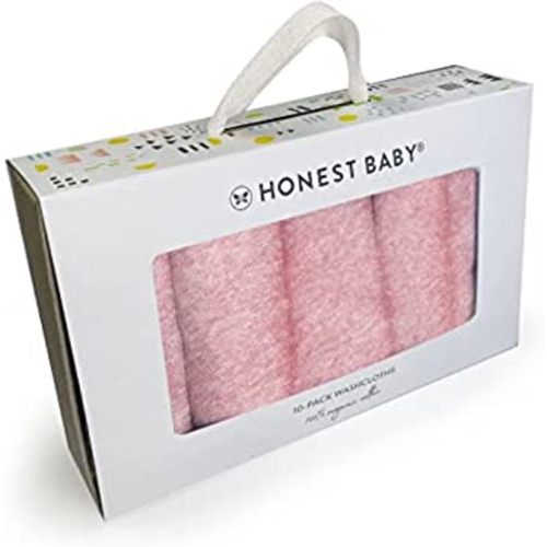 HonestBaby 10-Pack Organic Cotton Baby-Terry Wash Cloths, Pink, One Size