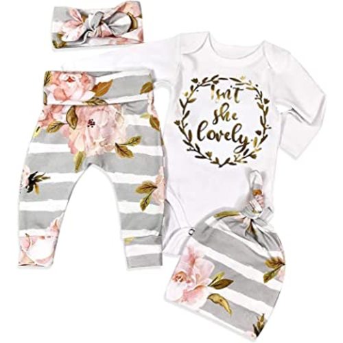 Newborn Baby Girl Clothes Im New Here Infant Newborn Outfit Cute Toddler Baby Girl Outfits 4PC Set