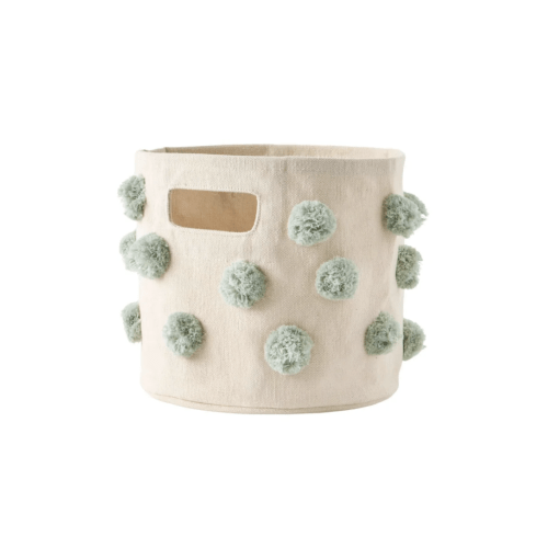 Pom Pom Basket - Mini 8"D x 7"H in Sea