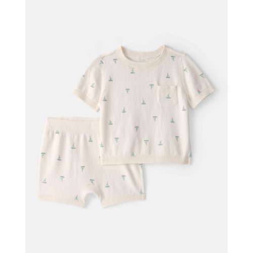 Baby 2-Piece Sailboat Sweater Top & Short Set - Ivory | Carter's