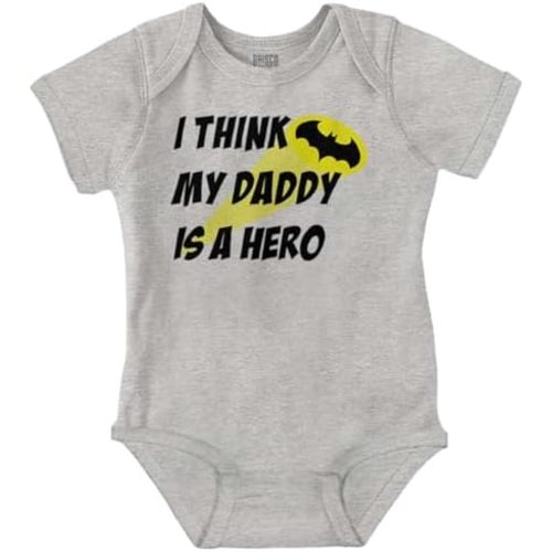 Brisco Brands I Think My Daddy is a Hero Superhero Baby Romper Boys or Girls