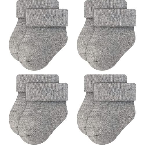 RATIVE Newborn Socks Thick Terry Cozy Socks for Unisex Baby Boys and Girls (0-6 months, 4-pairs/grey)