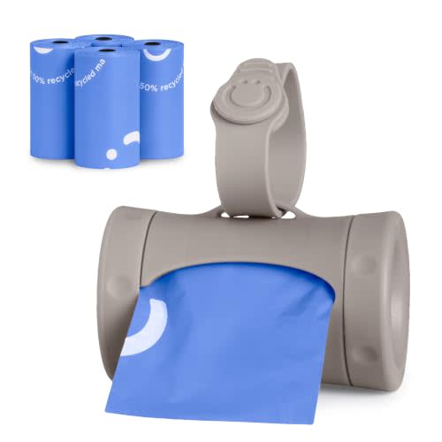 Ubbi Retractable Bag Dispenser for Diaper Bag Value Set, Taupe | Portable Bag Holder for Travel, Clips to Stroller or Diaper Bag, Newborn Baby Essentials, Includes 60 Lavender Scented Bags