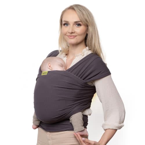 Boba Baby Wrap Carrier - Stretch Bamboo Newborn Sling, Serenity Charcoal | Breathable Bamboo-Blend Knit, newborn to toddler. Hands-Free Babywearing for bonding, nursing & naps 7-35 lbs.