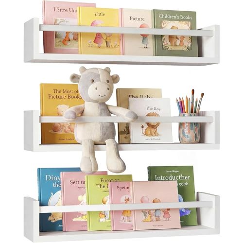 Fixwal Floating Nursery Book Shelves for Wall, 16.5in, Set of 3, White