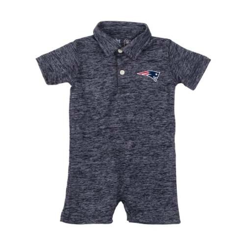 Infant Wes & Willy Navy New England Patriots Short Leg Cloudy Yarn Polo Romper