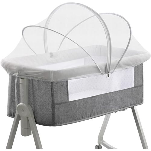Bassinet Cover for Cats - Mosquito Net Cover for Bassinet Bedside Sleeper Travel Crib to Keep Cats Out - Breathable Baby Mosquito Net with 2-Way Zipper (White-Small)