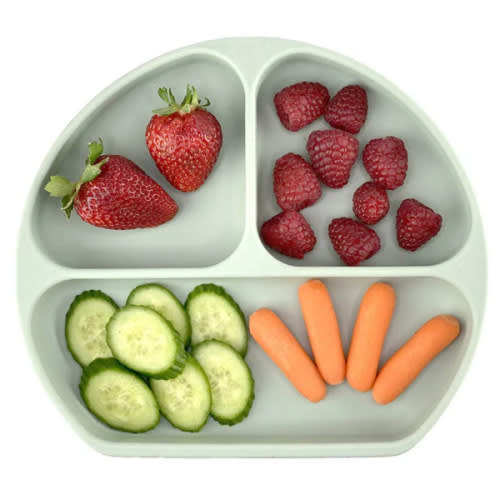 Silicone Divided Suction Plate with Cover – Sage - otterlove by Platinum Pure | Premium Platinum Silicone Products for Babies & Toddlers