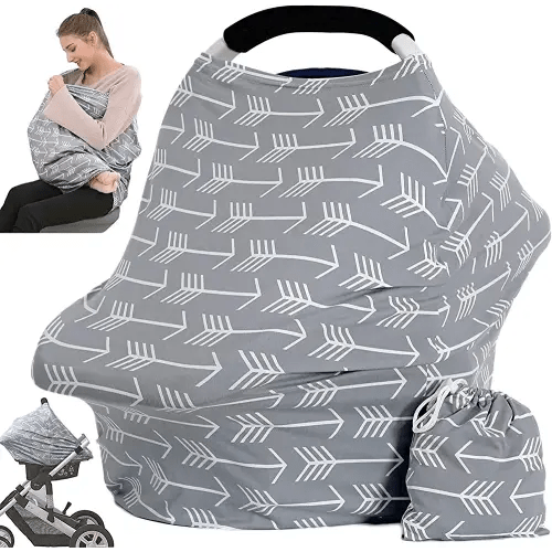 Car Seat Canopy Breastfeeding Cover - Multi Use Baby Stroller and Carseat Cover, Breastfeeding Covers, Boys and Girls Shower Gifts (Classical Arrows)