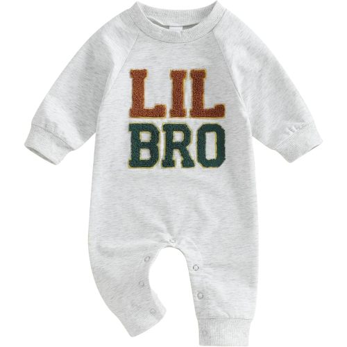 LXXIASHI Little Brother Newborn Outfit Baby Boy Jumpsuit Lil Bro Onesie Romper Playsuit One Piece Outfit Fall Winter Clothes