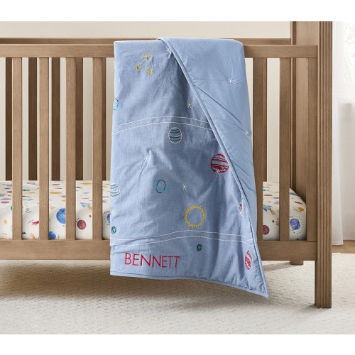 Embroidered Space Baby Quilt | Pottery Barn Kids