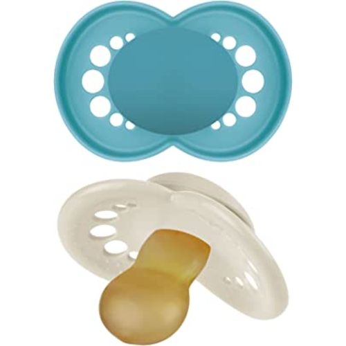 MAM Original Latex Pacifiers, Binky Pacifier for 6-16 Months, Natural Rubber Nipple, Made from Bio-Circular Materials, Easy to Clean, with Sterilizer Case, 2 Count Binkies