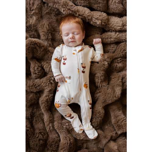 Zippered Footie in Pumpkin Spice Latte