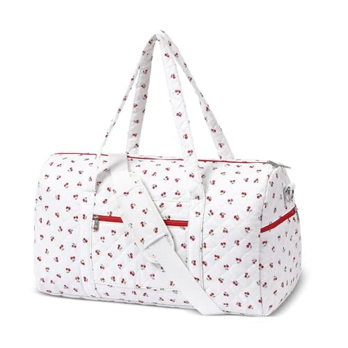Gym Bag for Women, Cute Duffle Bag, Quilted Duffle Bag for Travel, Floral Duffle Bags, Weekend Bag with Zipper Pocket Dance Bag Organizer