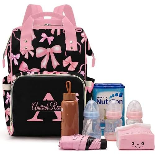Custom Baby Diaper Bag with Name, Personalized Diaper Backpack for Mom, Waterproof Travel Bag for Girl or Boy Gift