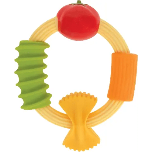 Nuby Pasta Ring Teether - Soft Silicone, Multi-Textured Surface, Easy Grip, Teething Relief for Babies 3+ Months