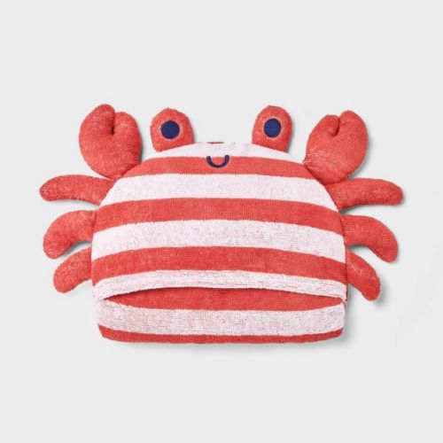 Baby Crab Striped Hooded Beach Towel - Cloud Island™ Red