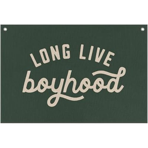 Long Live Boyhood Linen Canvas Banner Kids Room Decor Playroom Nursery