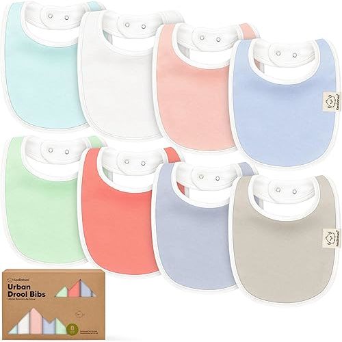 8-Pack Organic Baby Bibs for Boys, Girls - Soft Cotton Drooling and Teething Bibs for Baby Girl & Boy, Extra Absorbent, Easy To Clean & Put On for Toddler, Newborn, Infant 0-24 Months (Spring)