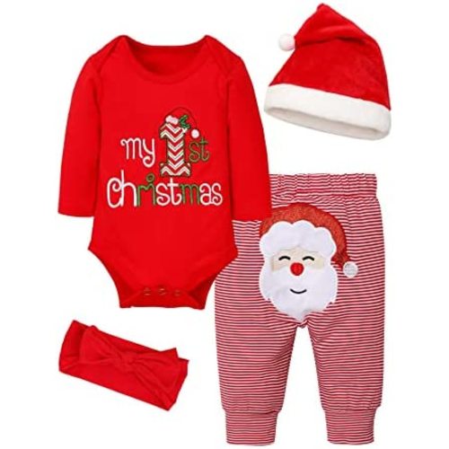 Baby Girl Boy Christmas Outfit My 1st Christmas Baby Boy Infant New Year 4 Pcs Set