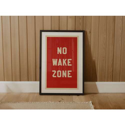 Retro Camp Style Print: No Wake Zone Poster, Outdoors Art, Cabin Decor