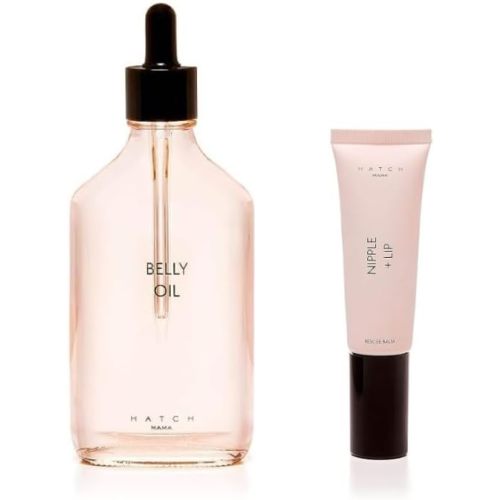 HATCH Belly Oil and Lip Balm Set | Our Vegan and Plant Based Quick-Drying Belly Oil and Nipple + Lip Rescue Balm | Natural and Hydrating
