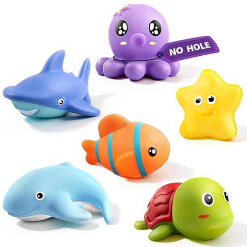 Hely Cancy Infant Bath Toys for 18 Months - No Hole Animal Bathtub Toys, Baby Bath Tub Toys