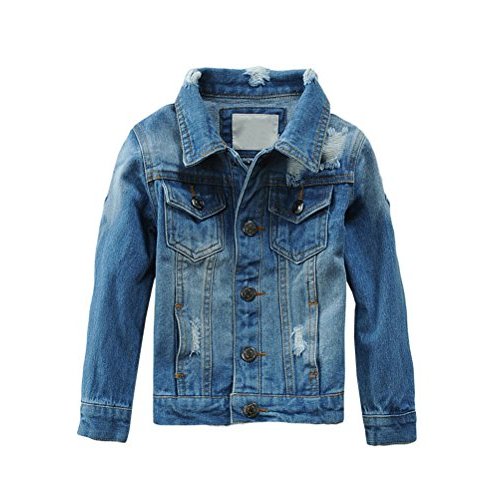 Mallimoda Kids Boys Girls Hooded Denim Jacket Zipper Coat Outerwear