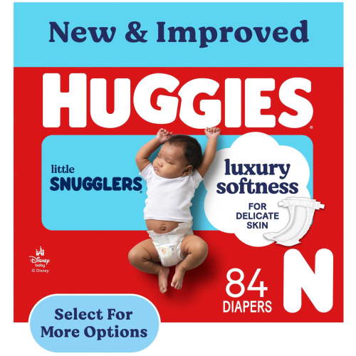 Free Shipping! Huggies Baby Diapers Size Newborn Up to 10 lbs 84 Ctn GentleLeak Leak Protection